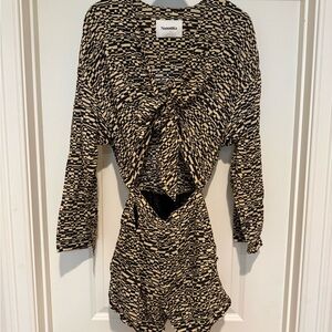 Nanushka Black and Beige Abstract Print Jumpsuit